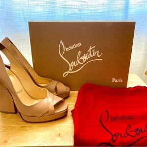Nude sling back Christian Louboutin heels with box and dust bag included.